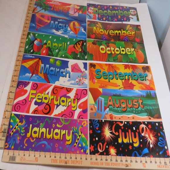Months of Year Calendar Headers Complete set LAMINATED - Picture 1 of 2